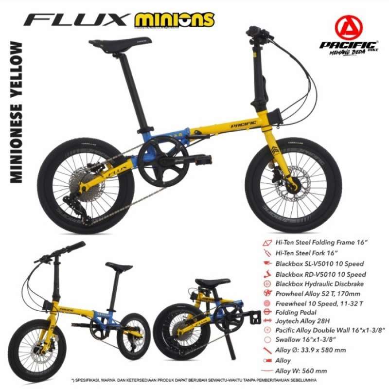 Pasific Flux 3.5 Sepeda Lipat Edisi Minion Uk 16 Inch Plus Buat Dewasa