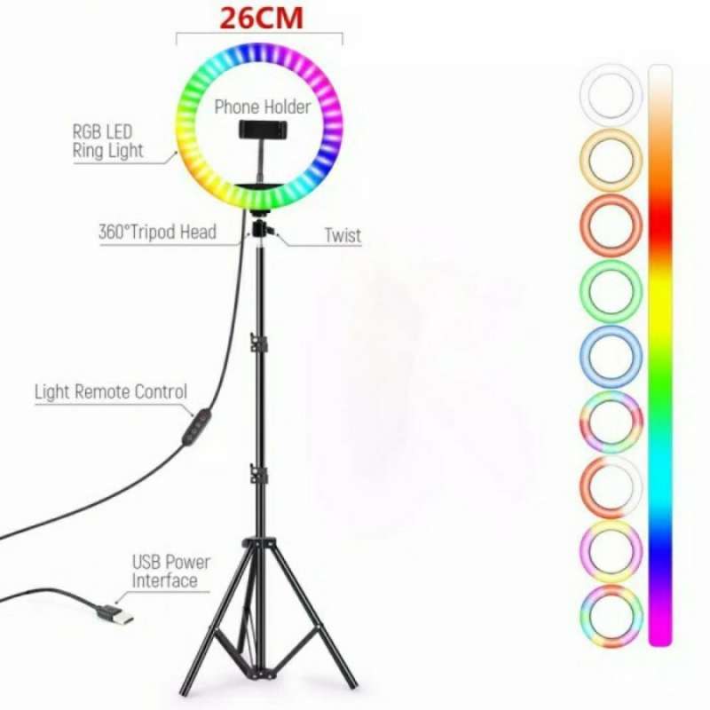 Jual Ring Light Rgb 26cm Rainbow Tripod 210cm Di Seller Hapee
