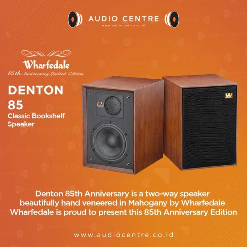 Wharfedale Denton 85 85th Anniversary Bookshelf Speaker Mahogany Red
