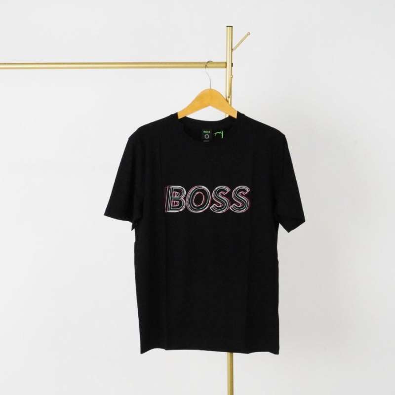 HUGO BOSS Cotton Jersey Regular Fit Tshirt Black With Logo Artwork