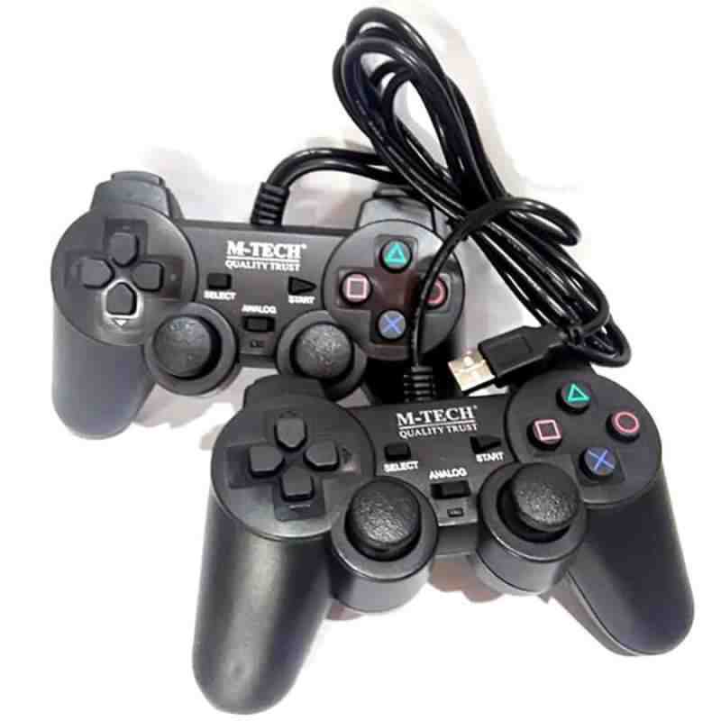 gamepad double getar hitam computer pc notebook joy stick game pad