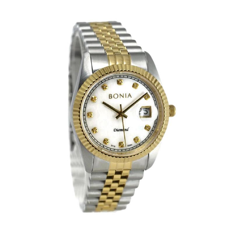 Bonia BNB10081-1157 Jam Tangan Wanita - Silver Gold Plat Putih