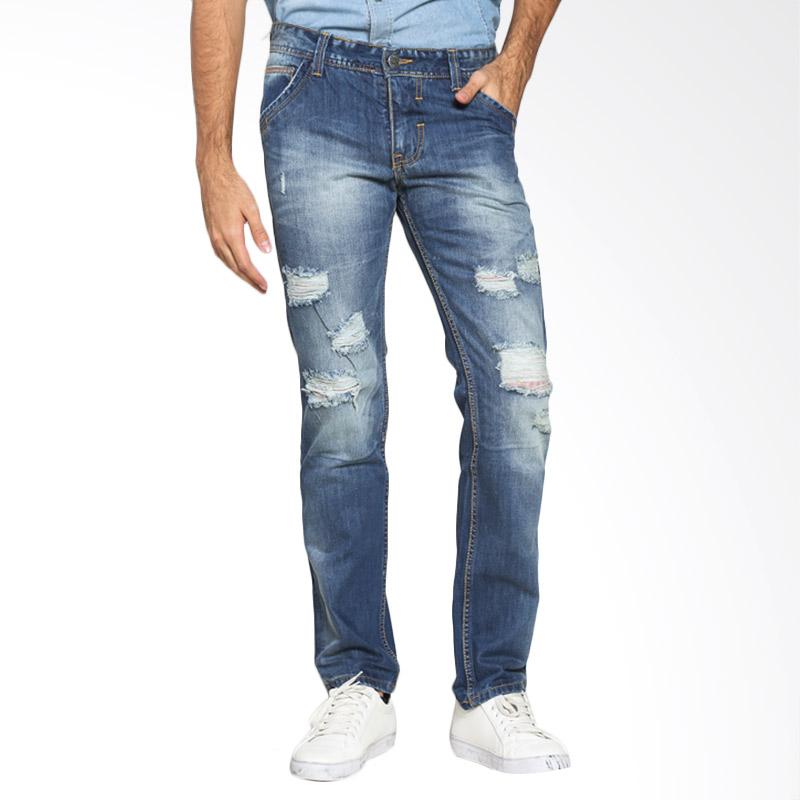 VM SBK02 Model Sobek Soft Jeans Denim Celana Panjang - Biru