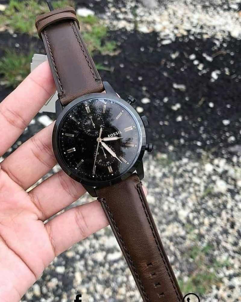 JAM TANGAN PRIA COWOK FOSSIL FOSIL FS5437 FS 5437 TOWNSMAN CHRONOGRAPH BROWN LEATHER WATCH TALI KULIT COKLAT ORIGINAL