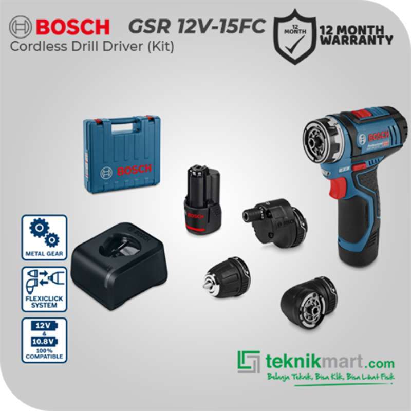 Bosch GSR 12V-15FC 12Volt Cordless Drill Driver Bor Obeng Baterai