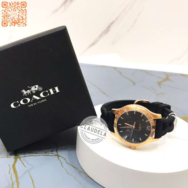 Jual COACH Maddy Plated Rubber Strap Rosegold Women Watch