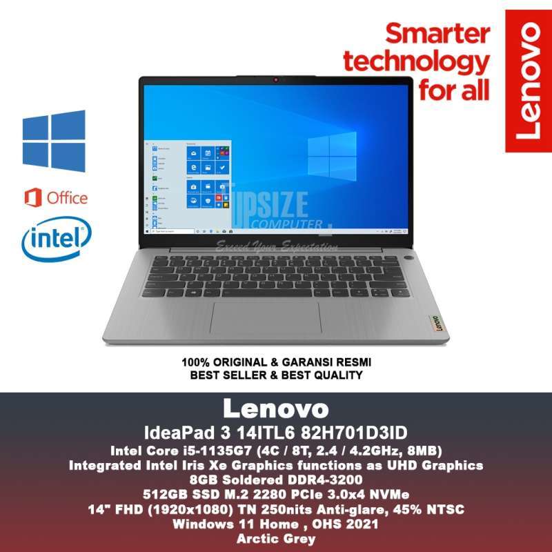 LENOVO IdeaPad 14ITL6 82H701D3ID Core i5 1135G7 8GB 512GB Iris Xe