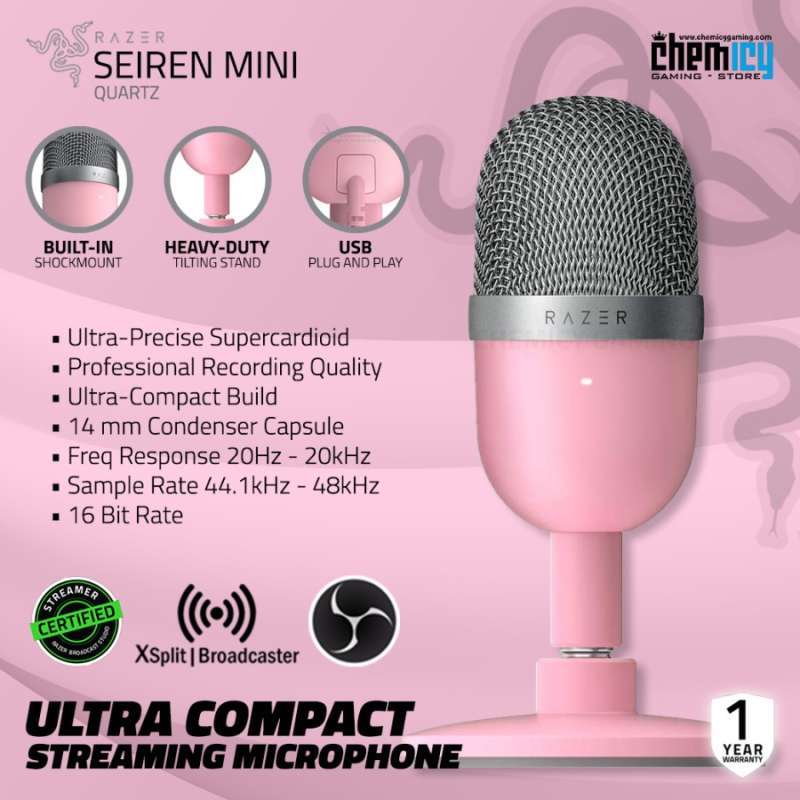 Jual Razer Seiren Mini Quartz Pink Portable Condenser Gaming Microphone di  Seller Chemicy Gaming - Mangga Dua Selatan, Kota Jakarta Pusat