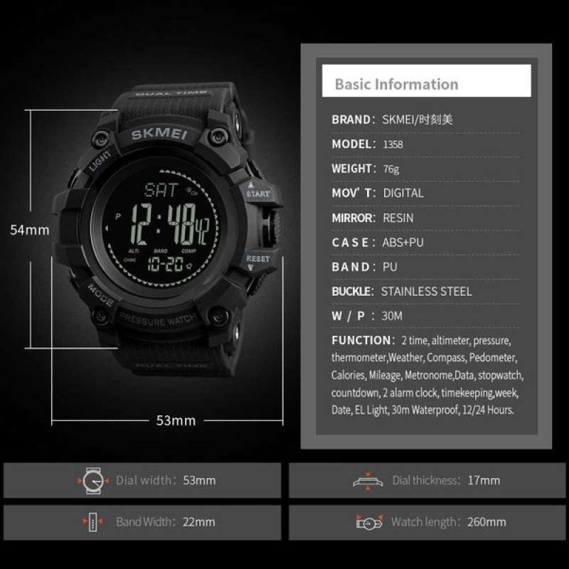 Jual Jam Tangan Pria Digital Skmei 1358 Water Resistant 30m Online November 2020 Blibli