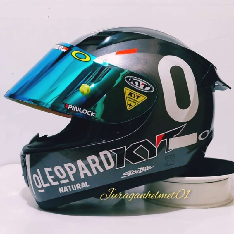 Promo Helm Full Face Kyt R10 Paket Ganteng Gunmetal Leopard Diskon