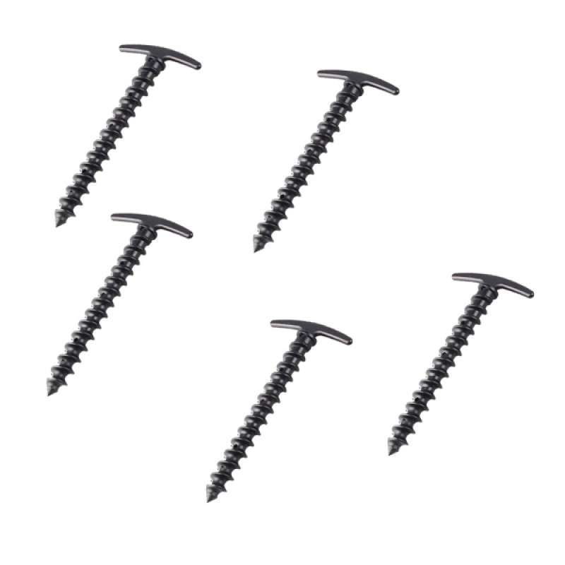 5pcs Helix Endurable Camping Awning Tent Stakes Pegs Pins Black 