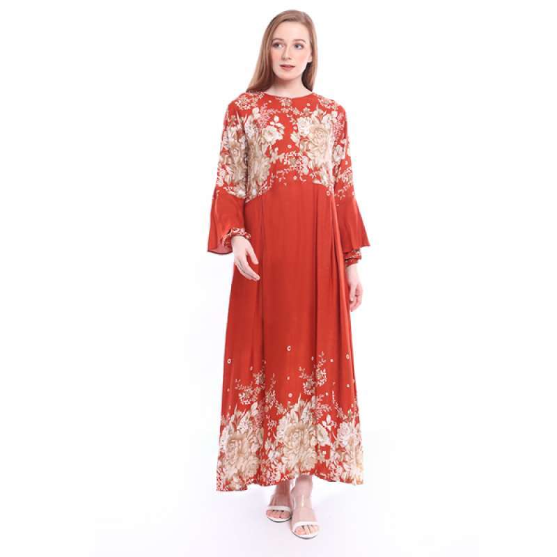 Poppy Flower Long Sleeves Dress Wanita 