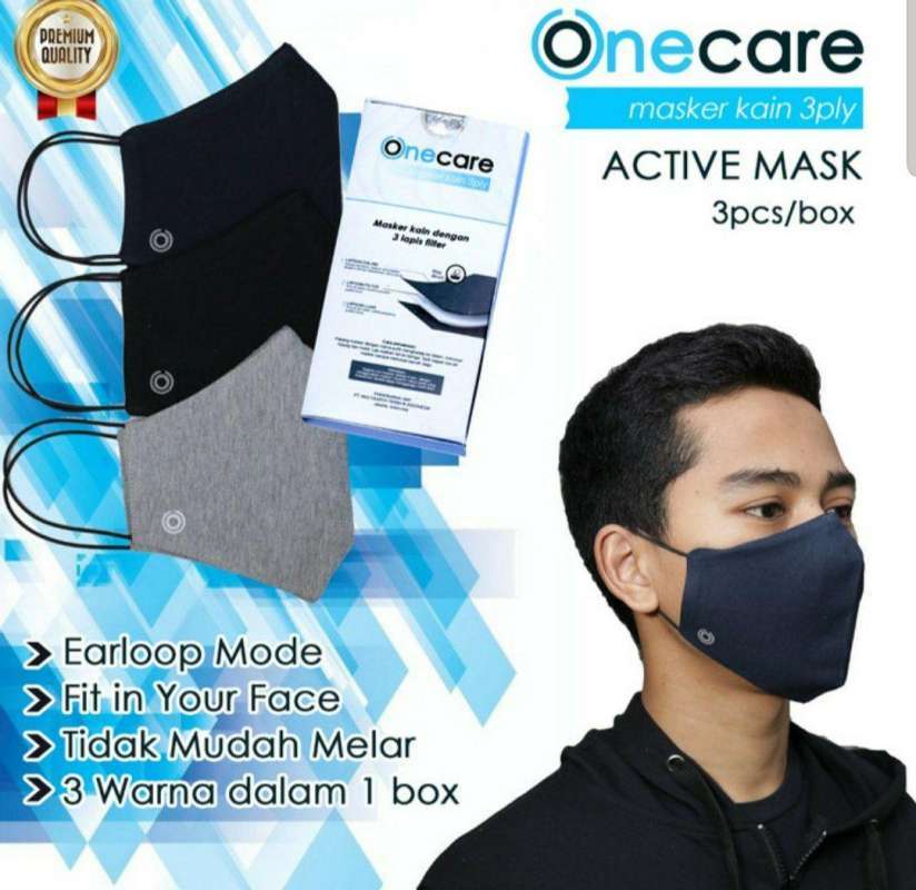 Jual Masker Kain 3 Ply Earloop Onecare Standar Sni Ecer Warna Hitam Online Oktober 2020 Blibli Com