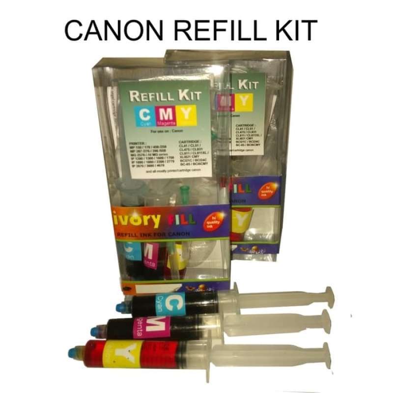 tinta refill kit isi ulang canon c m y cartridge printer mp ip series