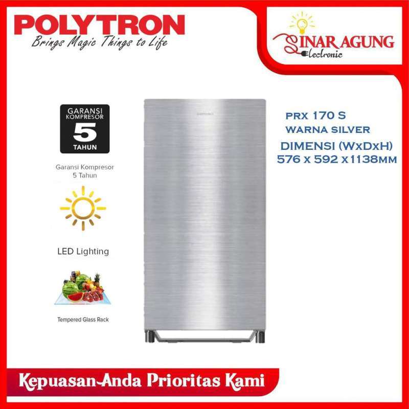 Jual Polytron Lemari Es 1 Pintu 170 L Prx 170s Silver Garansi Resmi Online Mei 21 Blibli