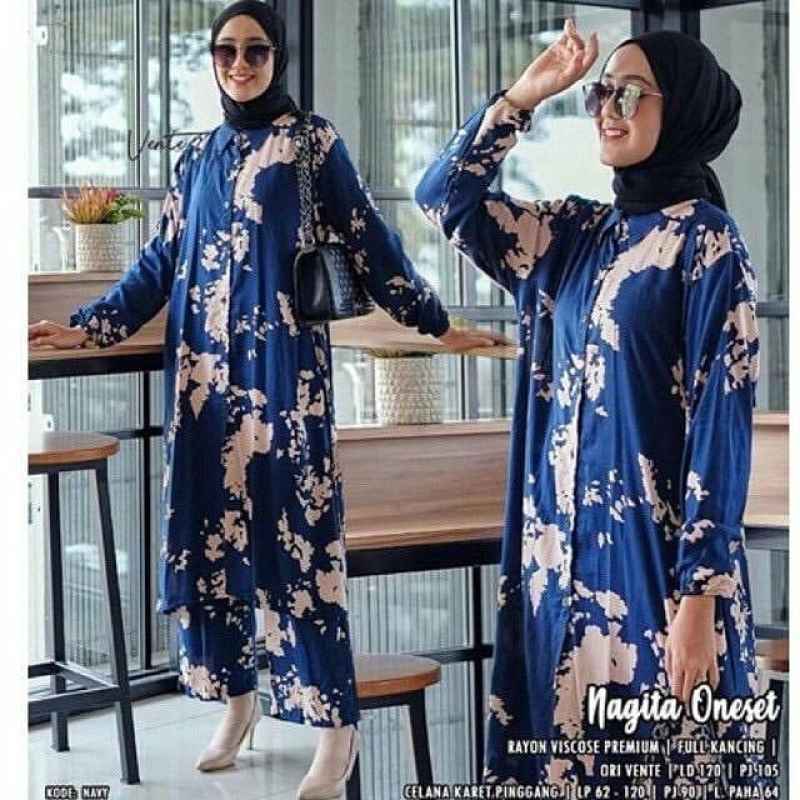 Jual Nagita One Set Setelan Tunik Wanita Motif Bunga Setelan Celana Online April 2021 Blibli