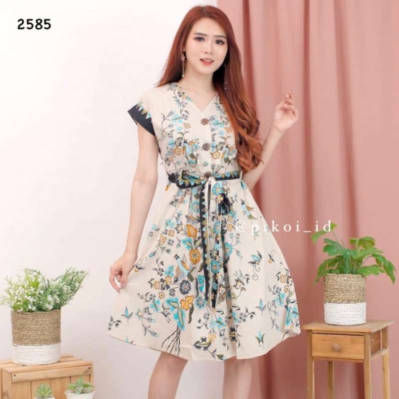 Dress batik v neck top