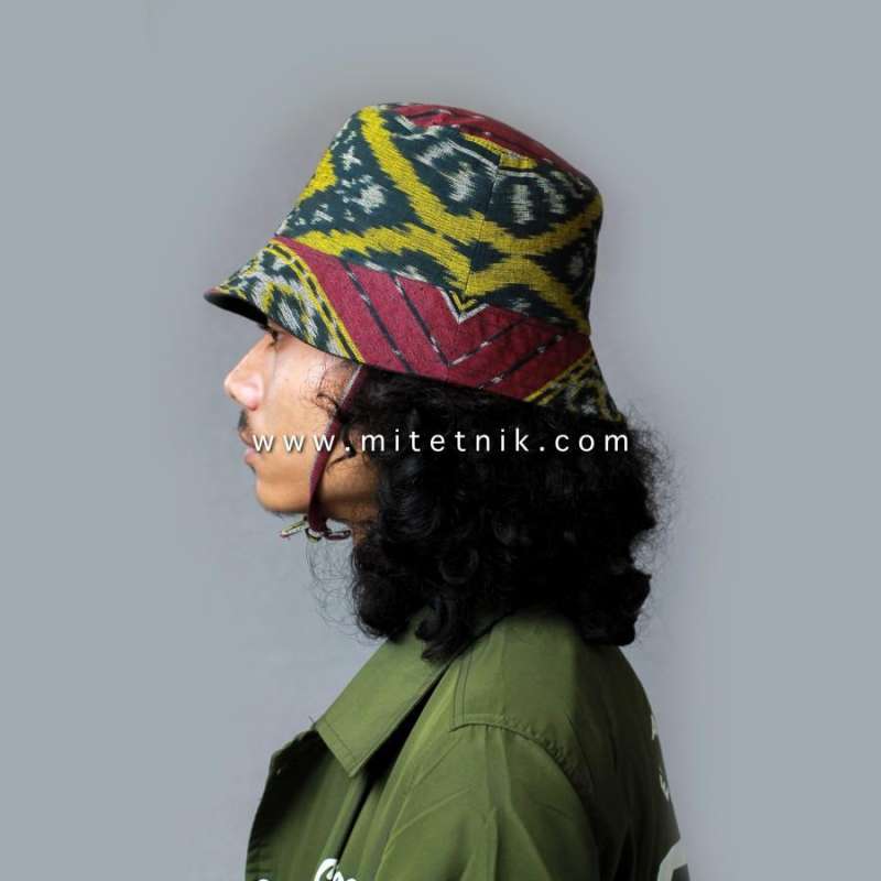 Jual Bucket Hat Tenun Topi Rimba Topi Outdoor Pria wanita Maroon