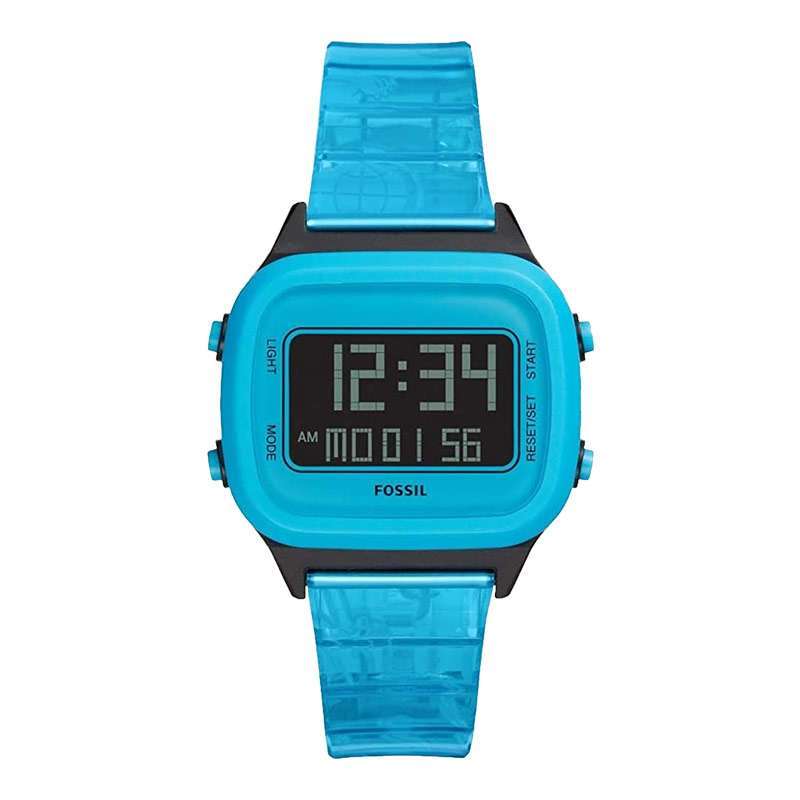Promo Fossil Retro Digital fs5676 black Digital Dial Blue Rubber