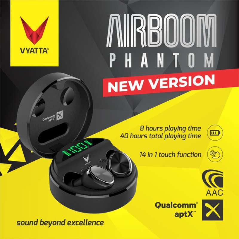 Promo Best Seller AIRBOOM PHANTOM TWS Bluetooth Earphone QCC Aptx
