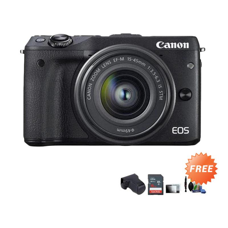 Canon EOS M3 Kit EF-M 15-45 IS STM Kamera Mirrorless - Black + Free Aksessories