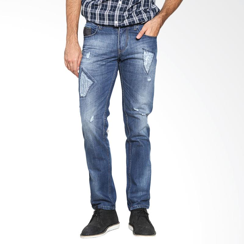 VM SBK06 Model Sobek Soft Jeans Denim Celana Panjang - Biru