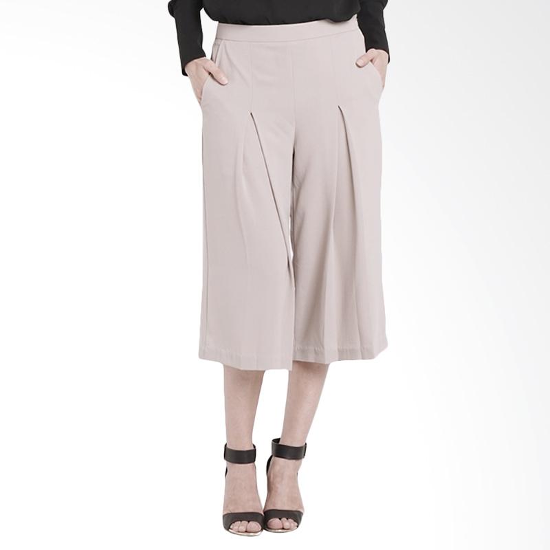 Minimal Inverted Pleats Cullotes Pants - Light Taupe