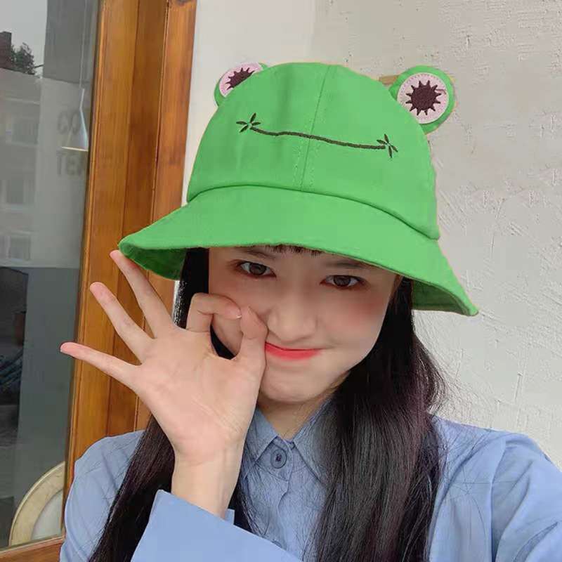 Promo Women Frog Bucket Hat Cotton Cute 