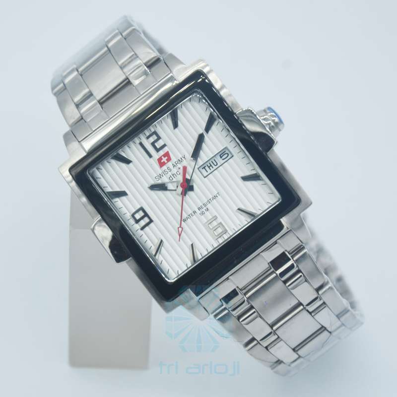 Swiss Army DHC Quartz Stainless SA 3813 Analog Tanggal Hari Jam Tangan Pria