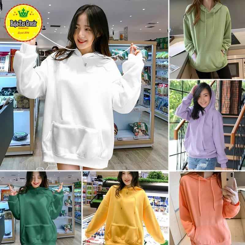 Sweater hoodie wanita polos clearance