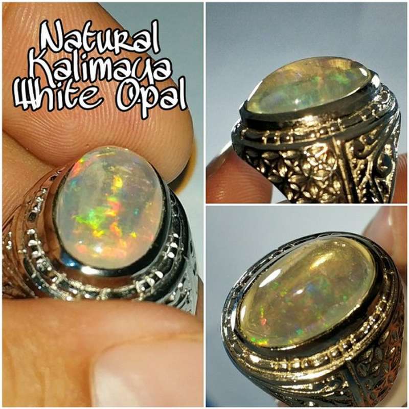 Jual Cincin Batu Akik Permata Natural Kalimaya Kristal White Opal
