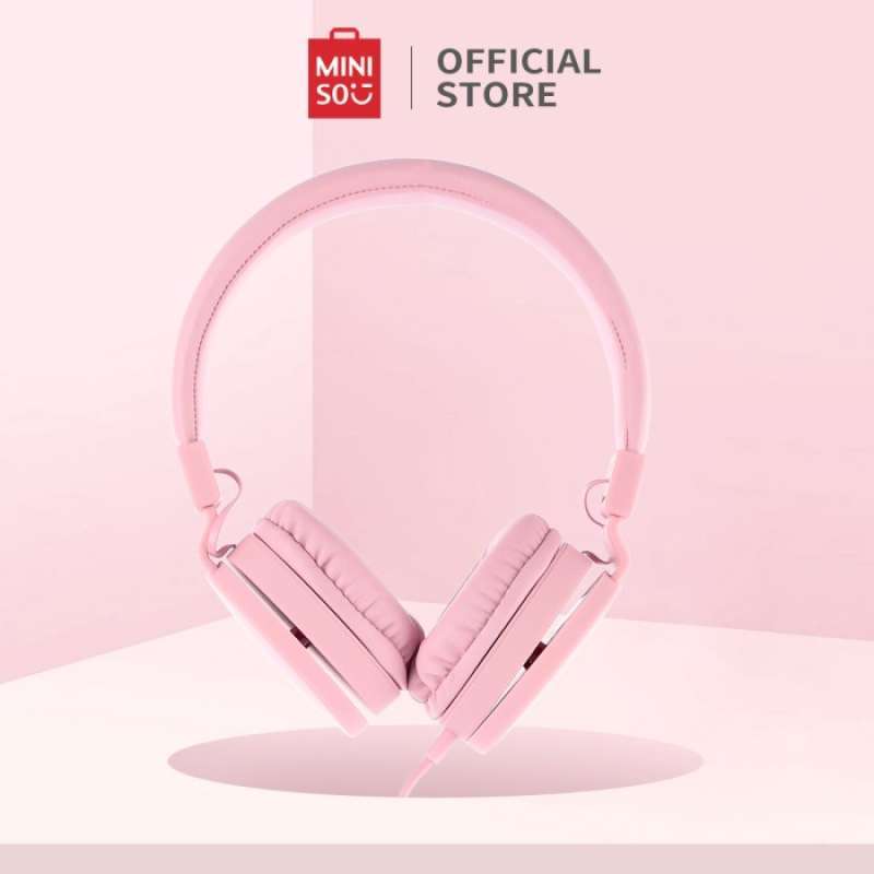 Promo MINISO Hm001 Headphones Di Telinga Pink Blue Black Biru