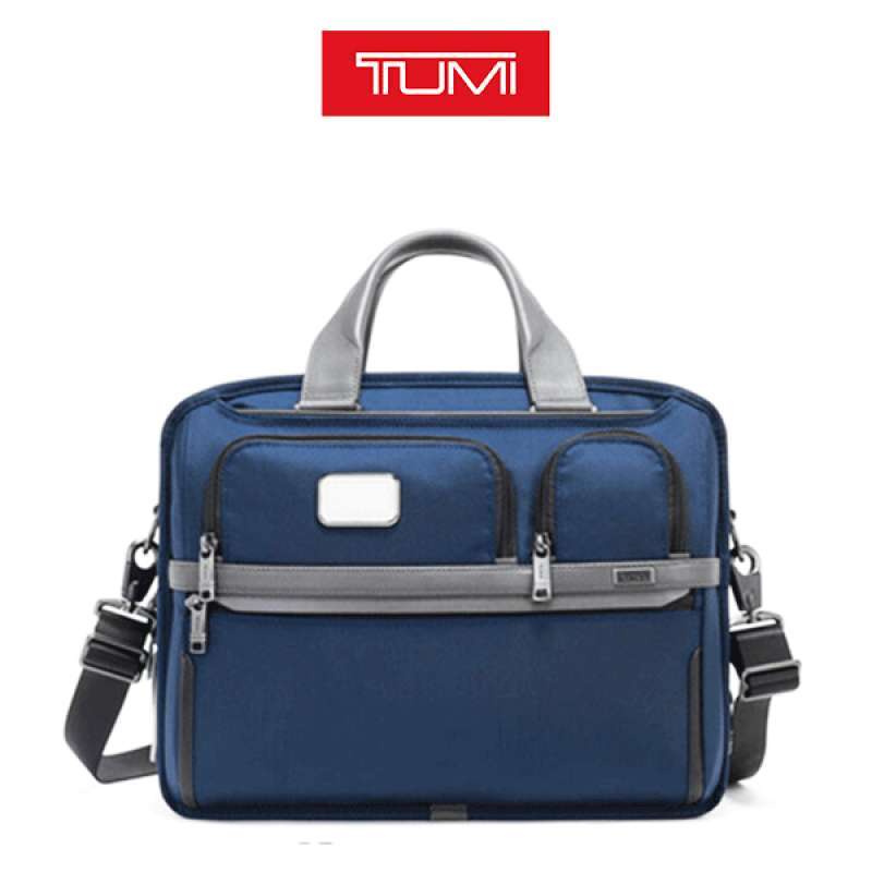 T U M I Alpha Expandable Organizer Laptop Brief Navy/Grey