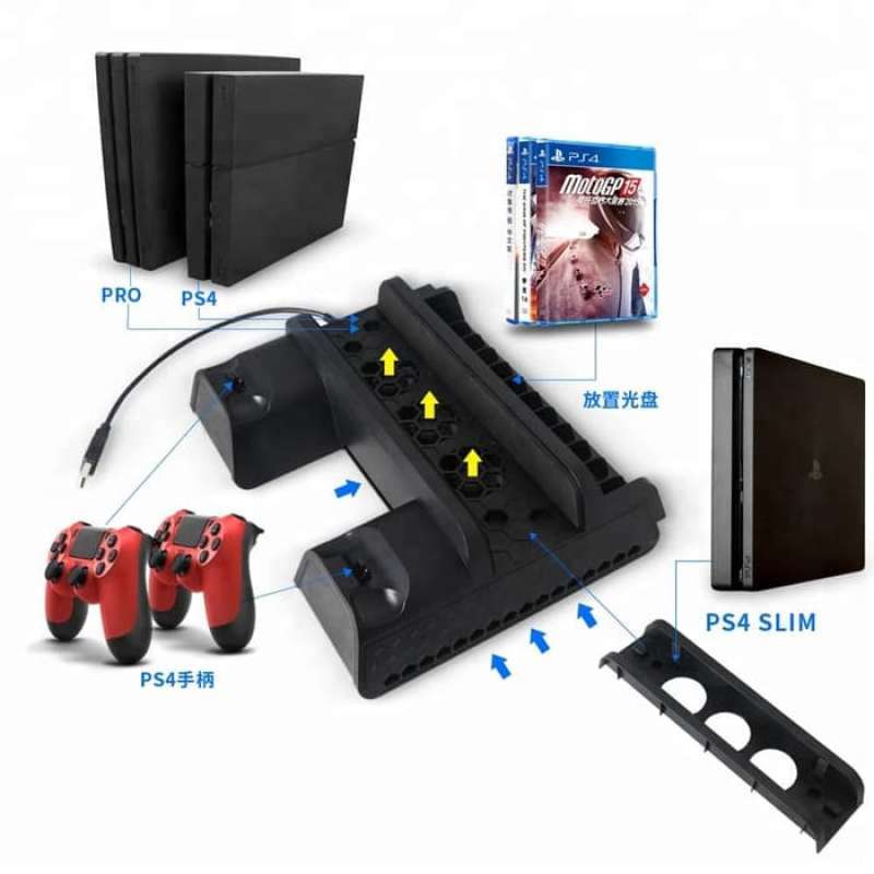 Dobe Multifunctional Cooling Stand For PS4 Pro PS4 Slim PS4 Fat Tidak  LED