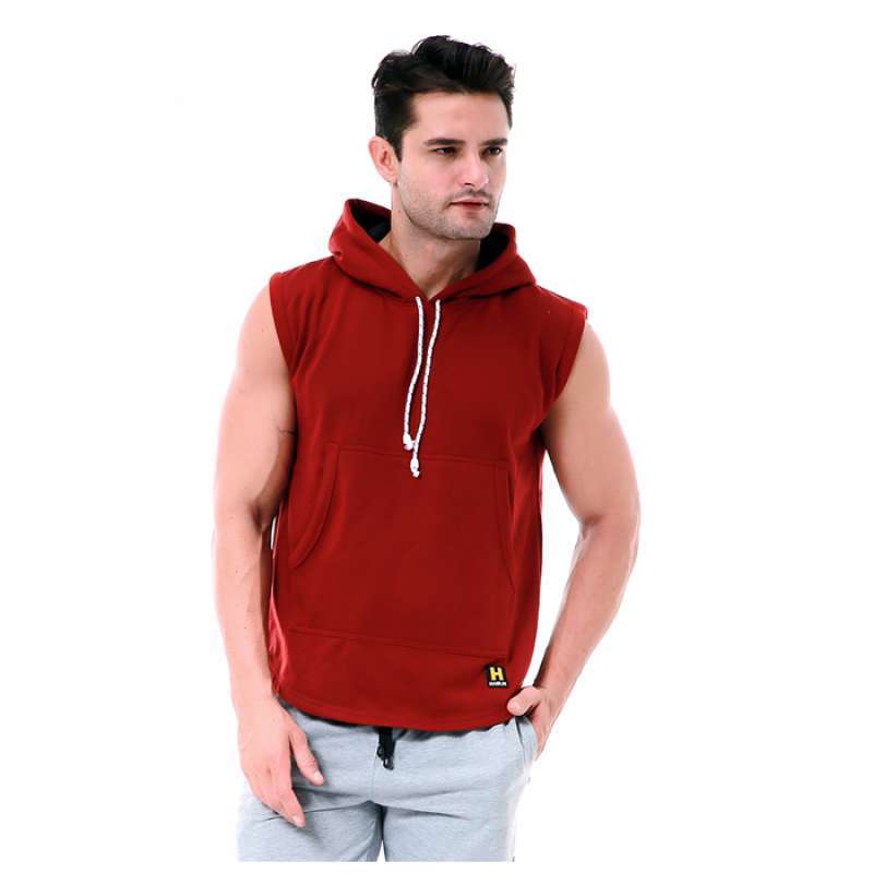 Promo Hamlin Bobby Atasan Kasual Pria Singlet Hoodie Motif Polos