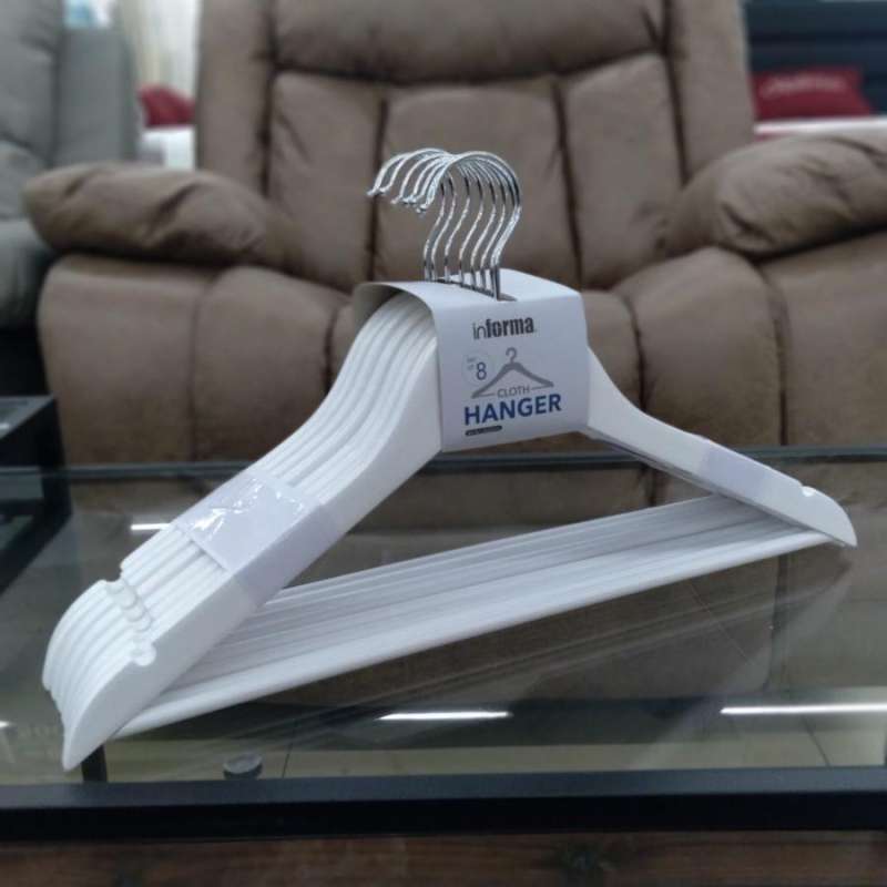 Jual Hanger informa 8 pcs putih white gantungan baju hanger kayu