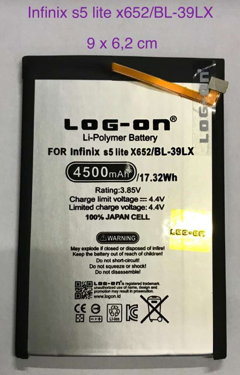 LOG ON BATERAI INFINIX s5 lite X652 BL-39LX BATRE DOUBLE POWER DOUBLE IC  BATTERY