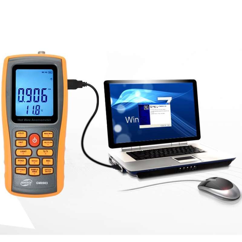 benetech anemometer hot wire usb data flow meter air velocity temperature gm 8903