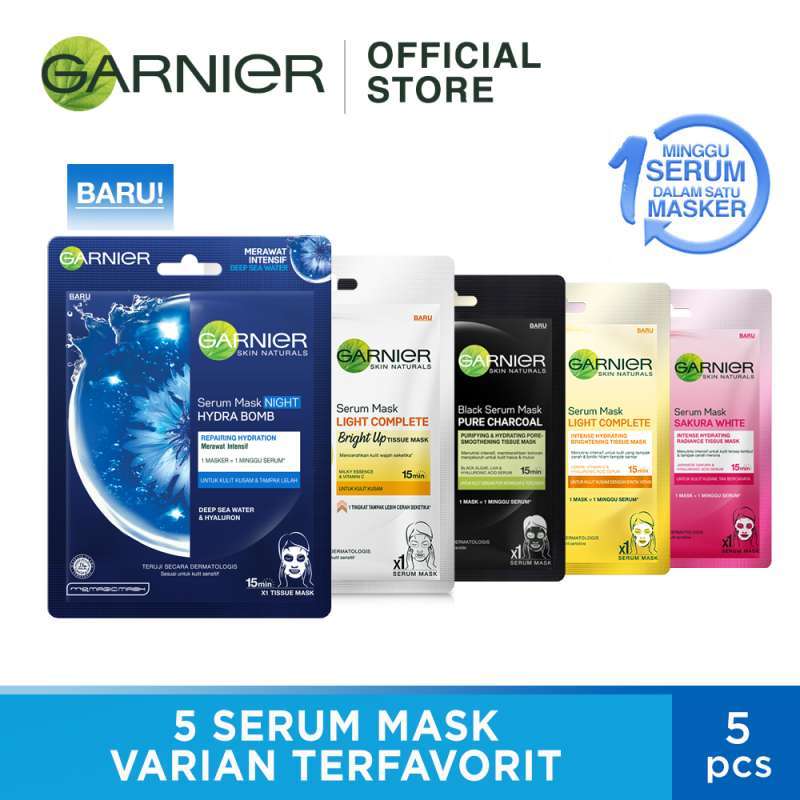Jual Garnier 5 Varian Terfavorit Serum Mask 5pcs Murah Mei 2021 Blibli