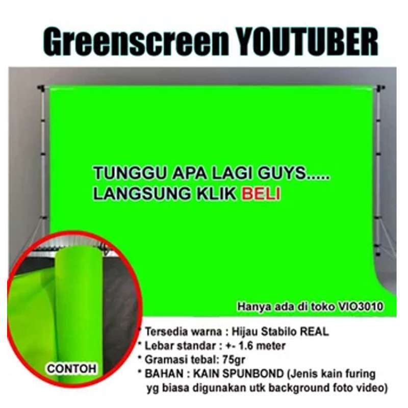 Jual Green Screen Greenscreen Youtuber Backdrop Video Kain Spunbun Spunbond Sponbun Layar Background Foto Murah Mei 2021 Blibli