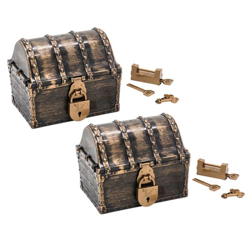 Kids Pirate Treasure Chest Toy Box Antique Color With lock for Party Favors with 