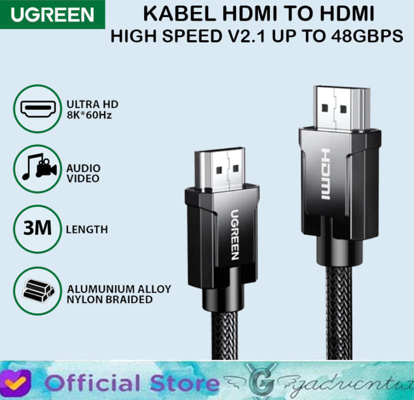 UGREEN Kabel HDMI To HDMI Cable 8K PS4 PS5 LCD Projector PC Monitor  Komputer TV 80602