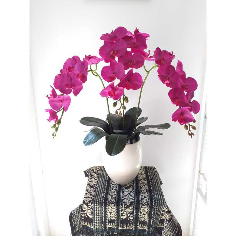 Jual Bunga Rangkaian Artificial Anggrek Latex Ungu X 3 Online Februari 2021 Blibli