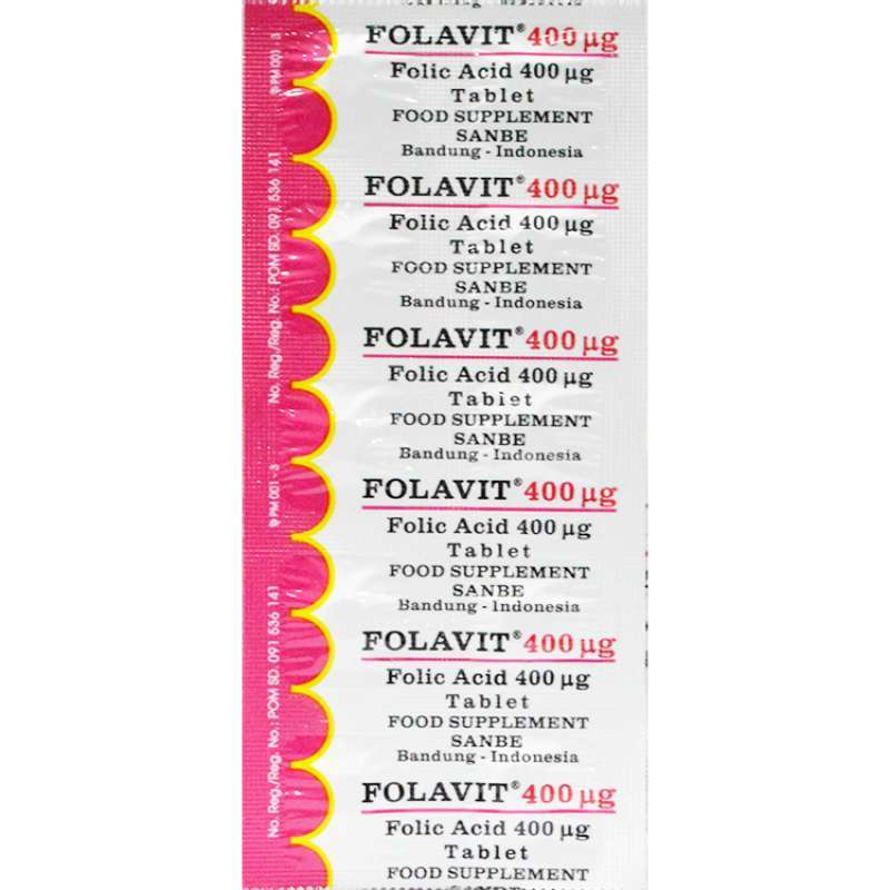 folavit 400 mcg strip 10 tablet suplemen asam folat ibu hamil