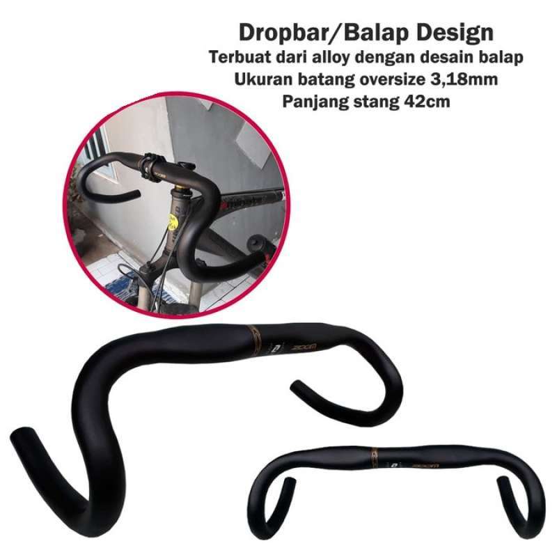 Jual Handlebar Stang Sepeda Balap Fixie Dropbar Pipih Alloy Zoom