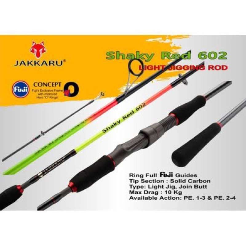 Jual Joran Light Jigging Jakkaru Shaky Red 602 180 Pe 1-3 2-4 Ring