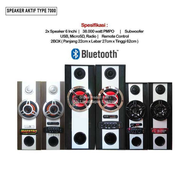 DOBEL 7000 Active Bluetooth Speaker with Double 6.5-Inch Woofers and 38,000W PMPO, Perfect for Music, Karaoke, Events, and Meetings