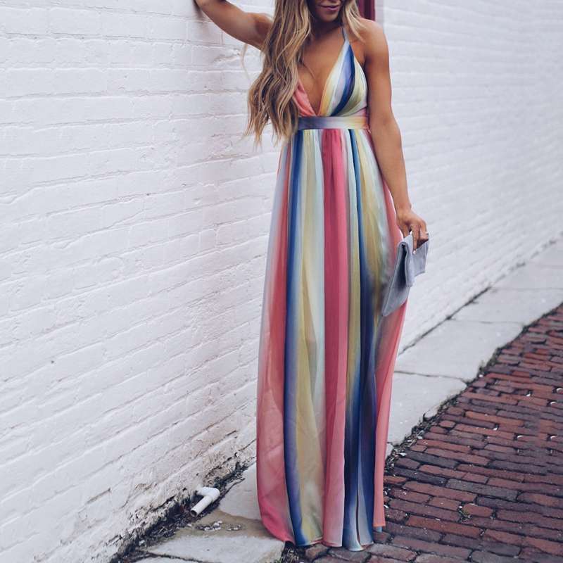 Sleeveless Cross Backless Maxi Dress 
