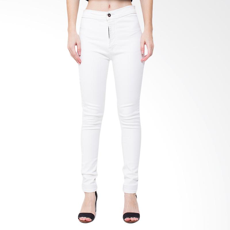 Nuber Ladies Soft Jeans High Waist Stretch Celana Wanita - White