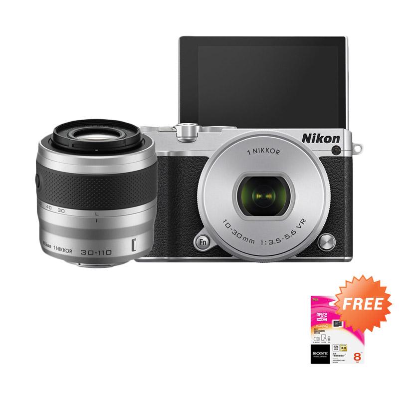 Nikon J5 Double Kit 10-30mm and 30-110mm Kamera Mirrorless Silver  Free Memory Sony GB Evertron